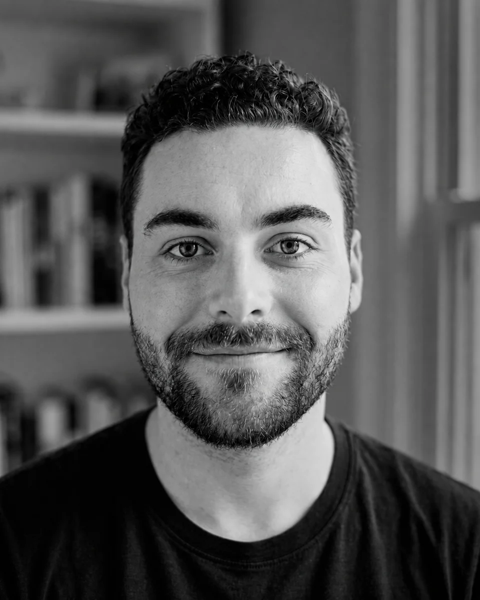 Black-and-white portrait of Ryan Marron